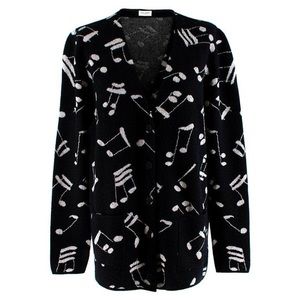 Saint Laurent Music Note Black Mohair Blend Cardigan